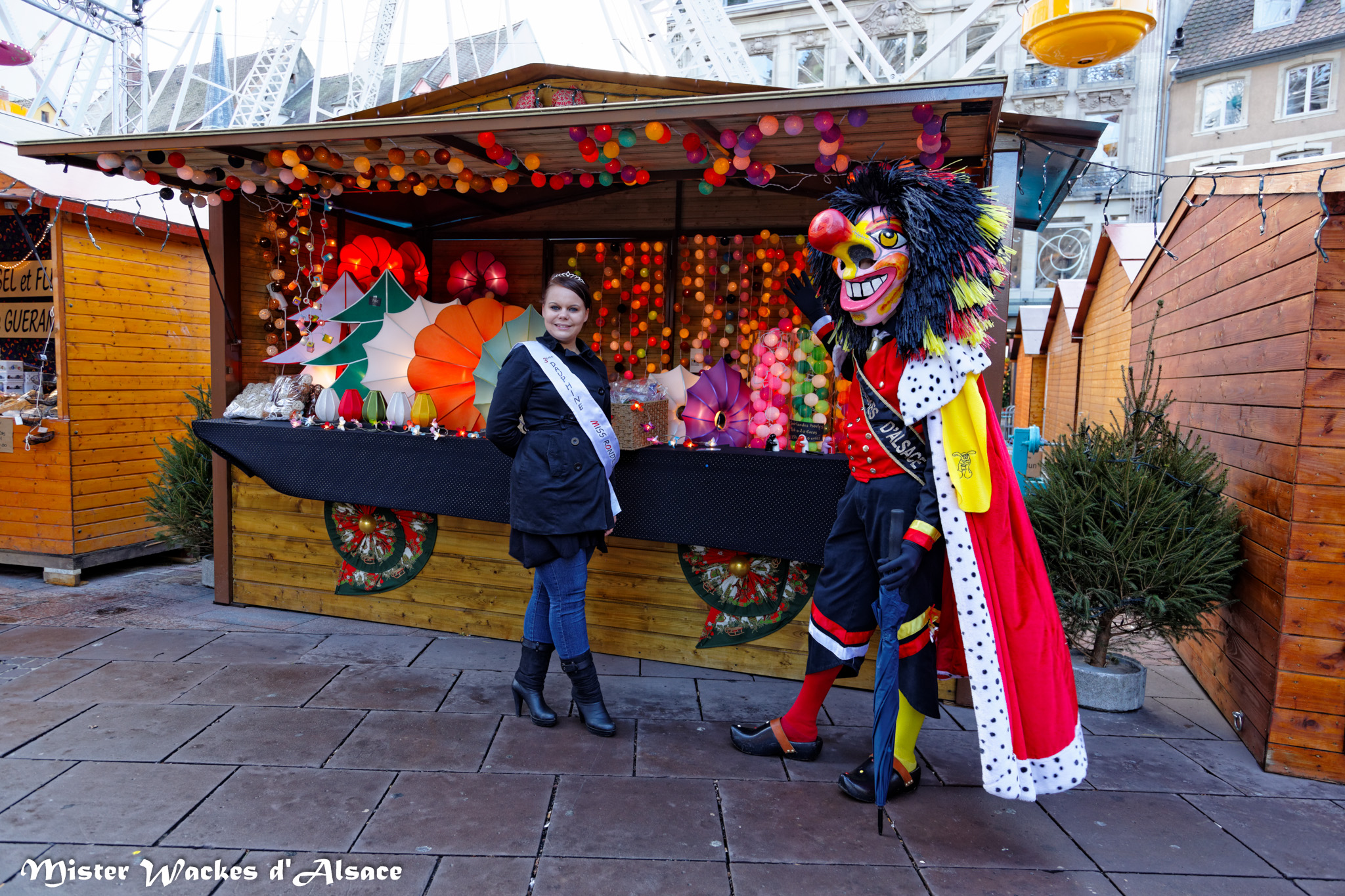 Téléthon Mulhouse 2013, Mister Wackes d’Alsace visite le Marché de Noël de Muhouse