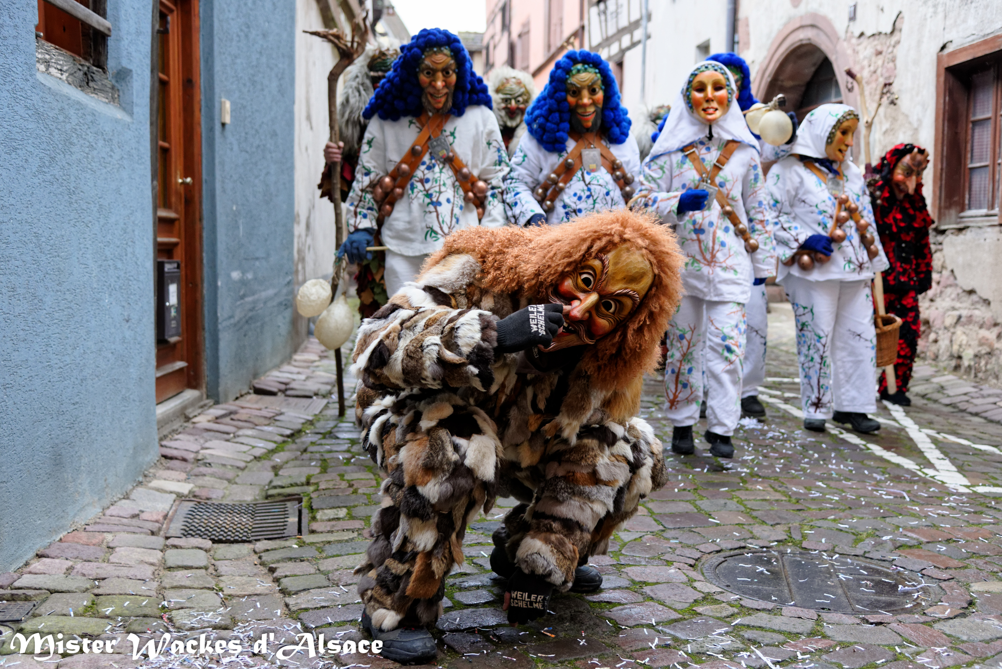 Carnaval de Riquewihr 2015 avec les Weiler Schelme – eine Maskengruppe der Narrenzunft AHA Weil der Stadt