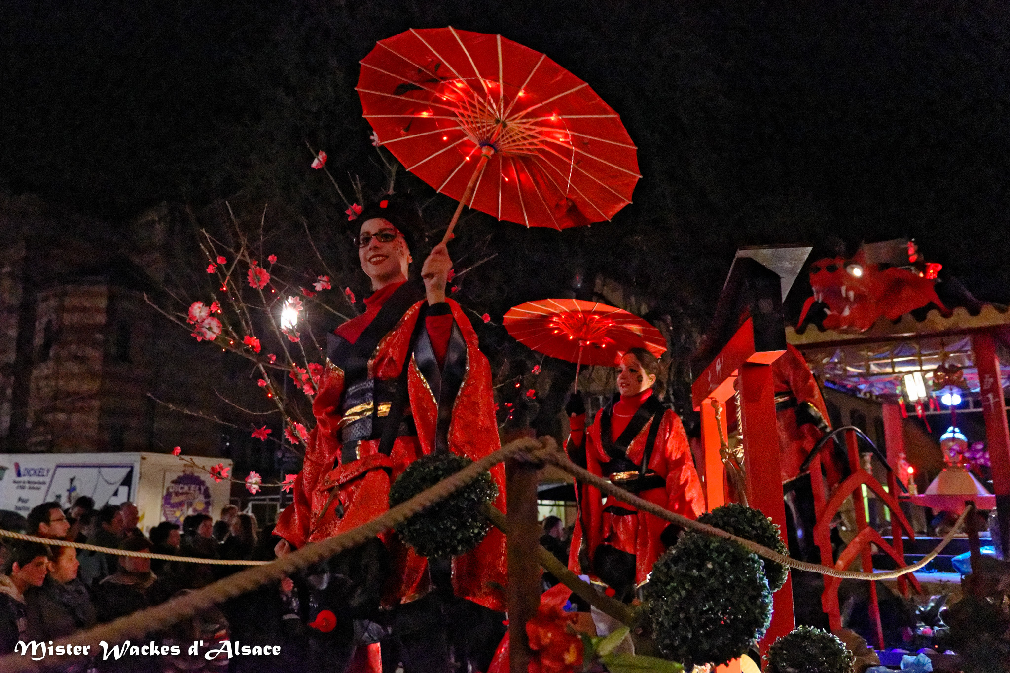 Cavalcade nocturne des Machores et le char Les Risser au Japon de Sélestat