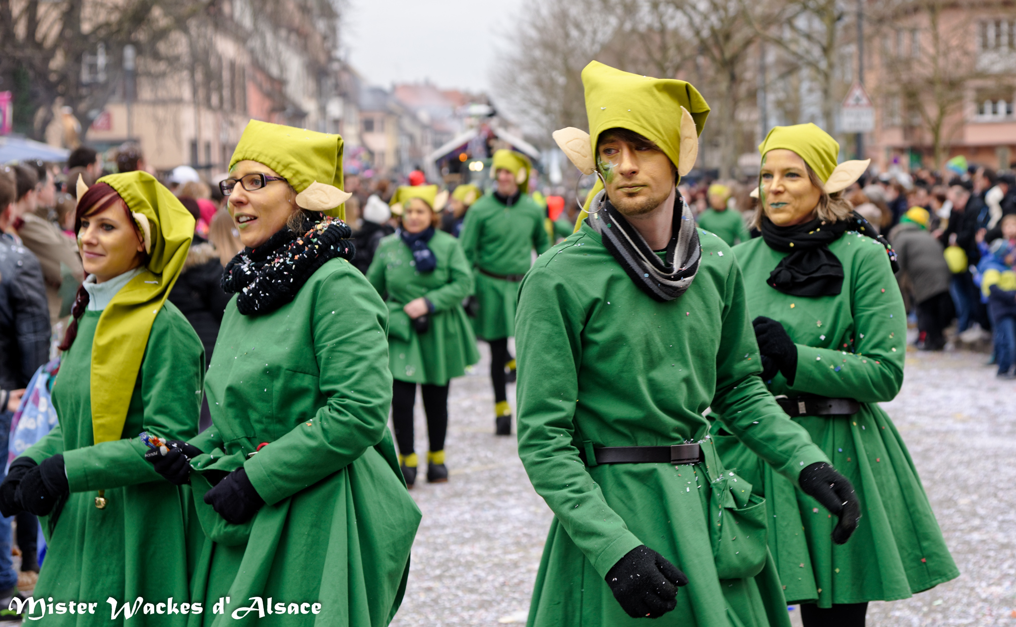 Carnaval de Sélestat 2015 avec les adorables lutins du char Les Kneckes de l'Aubach Scherwiller