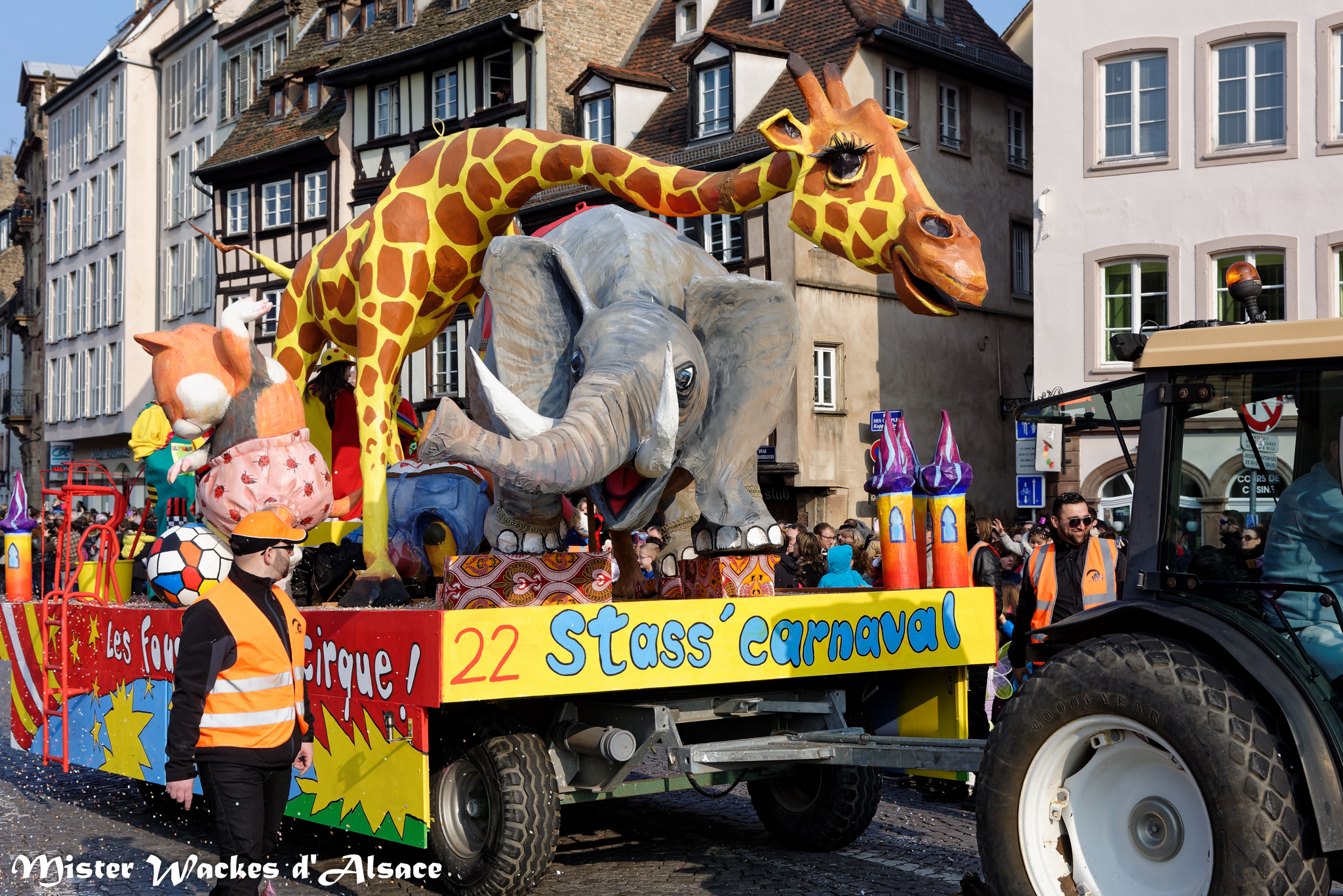 Carnaval de Strasbourg 2015 et le char Les fous font leur cirque de Strass'Carnaval